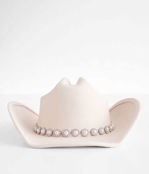 Cream Cowgirl Hat, White Western Hat, White Cowboy Hat Outfit Woman, Cowboy Carter Costume, Pearl Cowboy Hat, Classy Cowgirl Party, Bling Cowboy Hat, Cowboy Bachelorette Theme, Beyonce Cowboy Hat