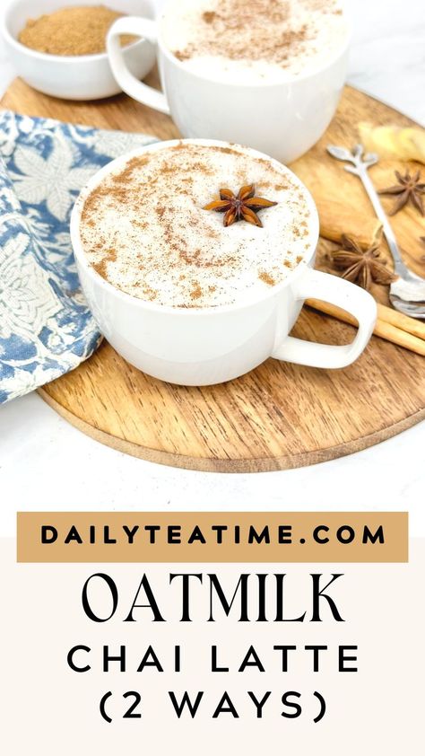 Oatmilk Chai Tea Latte, Vegan Tea Recipes, Oat Milk Recipes, Spiced Tea Recipe, Best Coconut Milk, Chai Recipes, Creamy Oat Milk, Homemade Chai Tea, Spicy Tea