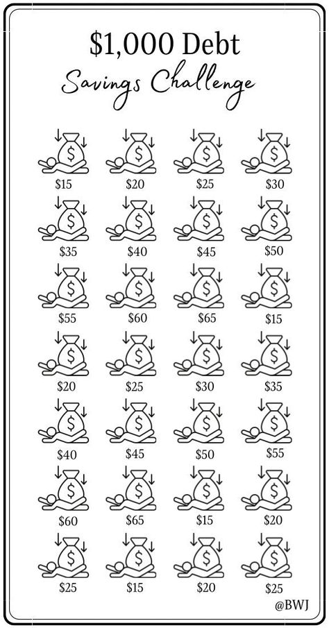 $1,000 Debt Savings Challenge. Save the dollar amount that represents the icons. Once completed you will have $1000 to go towards your debt. *FREE GIFT INCLUDED  *If needed, this challenge can be modified to fit your budget. Do this challenge at your own pace. If you're unable to save the whole amount save what you can. Whatever you're able to save will be just as great!  Printing Information: *Digital Download *This is printed on 8.5 x 11 US letter size paper  *Once printed, cut and place inside your A6 envelope *Color will vary depending on ink and printer Disclaimer: This is a PDF Digital Download. No physical product will be mailed to you. Digital Download will be available once payment has been confirmed and purchase has been completed. This printable is for personal use only, not to Credit Card Debt Payoff Challenge, Debt Savings Challenge, June Savings Challenge, Debt Payoff Challenge, Car Savings Challenge Biweekly, 1000 Dollar Savings Challenge, Cash Stuffing Savings Challenge, 2k Savings Challenge, Travel Savings Challenge