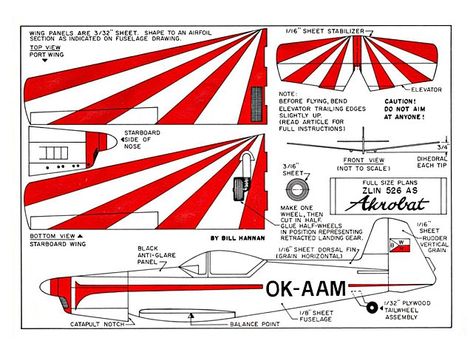 Akrobat (oz8355) by Bill Hannan from American Aircraft Modeler 1971 - plan thumbnail Balsa Plane, Rc Plane Plans, Wood Airplane, Model Aeroplane, Make A Paper Airplane, Rc Glider, Plane Design, Wood Model, Rc Planes