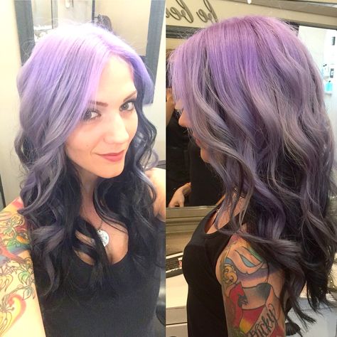 Lavender Black Hair, Lilac And Black Hair, Black And Lilac Hair, Lavender And Black Hair, Black And Lavender Hair, Gray And Black Hair, Pretty Updos, Bright Pink Hair, Cool Hair Ideas