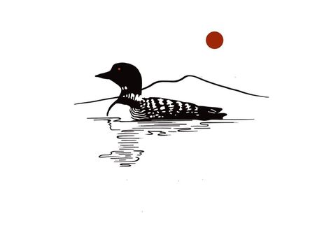 Loon Line Drawing, Loon Tattoos For Women, Loon Bird Drawing, Loon Drawings Easy, Lake Louise Tattoo, Loon Tattoo Minimalist, New Hampshire Tattoo Ideas, Loon Tattoo Ideas Design, Loon Drawings