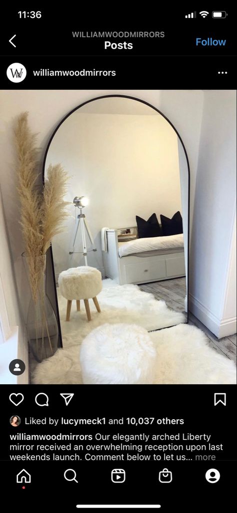 Mirror Nook, Nook In Bedroom, Mirror Rug, Nook, Bedroom Ideas, Oversized Mirror, New Homes, Rug, Mirror