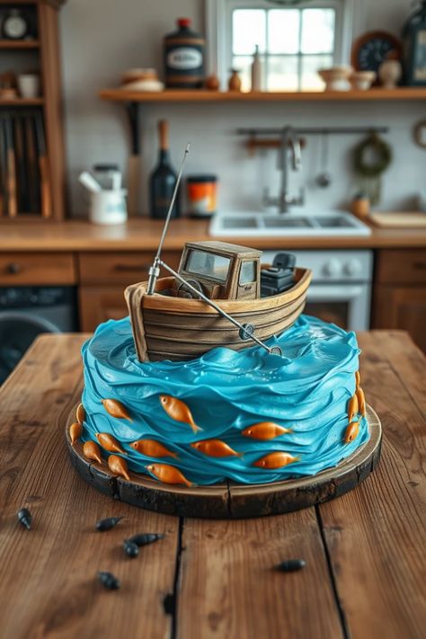 Surprise the special man in your life with a jaw-dropping cake! Explore these 19 amazing cake ideas designed especially for guys, perfect for any occasion like birthdays, anniversaries, or just because. From sports-themed creations to a fun fishing boat cake, you're sure to find an inspiration that suits his personality. Make your celebrations memorable and sweet with these unique cakes that showcase creativity and flavor. Check out the delightful ideas that will wow him every time! Birthday Cake For Men Unique, Cakes For Men Unique, Ship Cake Ideas, Unique Cake Designs For Men, Fishing Boat Cake, Unique Cake Ideas, Amazing Cake Ideas, Birthday Cake Ideas For Men, Fishing Birthday Cake