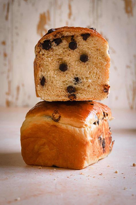 tender, buttery and brioche bread dotted with chocolate chips. |#baking #brioche #briochebread #briocherecipe #chocolatechips #chocolatebread #bread #breadrecipe #frenchbreadrecipe| Chocolate Chip Brioche Bread, Chocolate Chip Brioche, Brioche Bread Recipe, Brioche Recipe, French Bread Recipe, Brioche Bread, Chocolate Bread, Bread Loaf, Instant Yeast