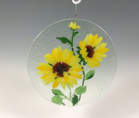 Sunflower Suncatcher, Candle Screen, Bubble Christmas, Kitchen Ranges, Fused Glass Flowers, Handmade Sunflower, Enamel Painting, Backsplash For Kitchen, Glass Art Pictures