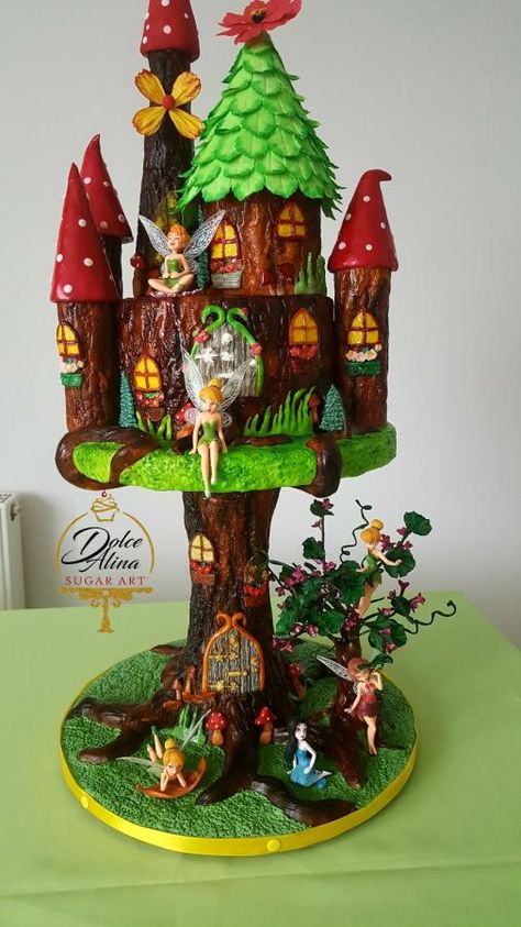 Fairy castle by Dolce Alina Fairy Castle Cake, Fairy House Cake, Fairy Garden Cake, Celebrities Tattoos, Fairy Birthday Cake, Outdoors Quotes, Tree Fairy, Gravity Cake, Art Humor