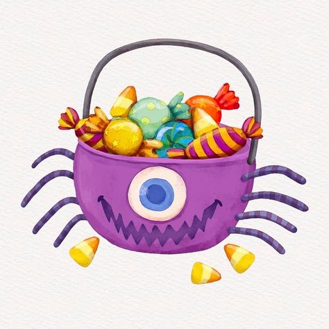 Halloween Candies, Dulces Halloween, Bag Illustration, Graphic Ideas, Halloween Bags, 50 Million, Halloween Images, Halloween Treats, Halloween Themes