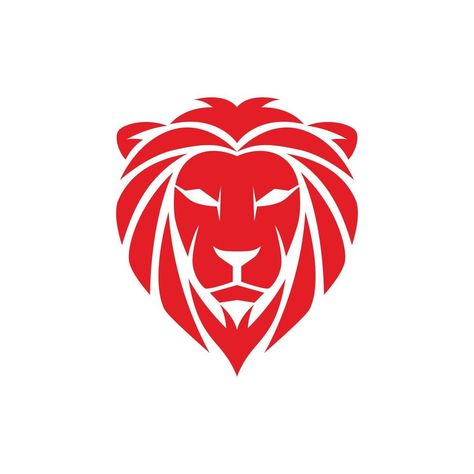 Flat Logo Design of Red Lion Head Concept vector illustration. Lion Icon, Ci Design, Lion Head Logo, Flat Logo Design, Sports Badge, Flat Logo, Air Plane, Red Lion, Car Logo