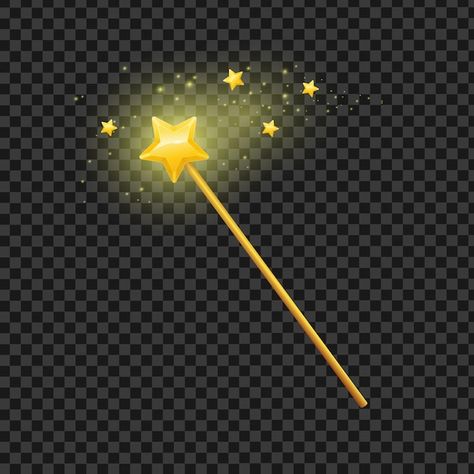 Golden Magic, Magic Wand, The Magicians, Wizard, Premium Vector, Transparent Background, Vector Illustration, Stars, Quick Saves