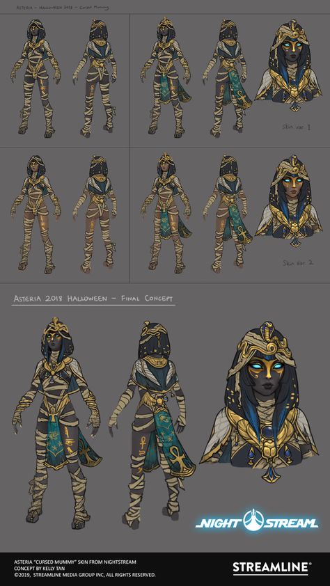 ArtStation - Nightstream - Asteria "Cursed Mummy" Skin Egypt Concept Art, Villain Costumes, Drip Art, Egyptian Mummies, Cyberpunk Aesthetic, Soft Spot, Creature Design, Ancient Egyptian, Ancient Egypt