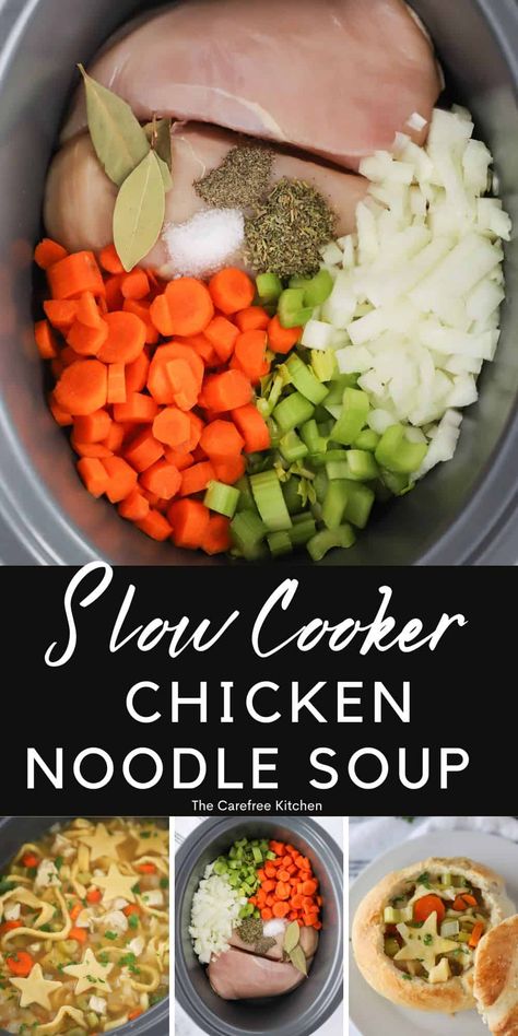 Crockpot Chicken Noodle Soup With Whole Chicken, Crockpot Chicken Noodle Soup Recipes Easy, Dairy Free Chicken And Noodles Crockpot, Chicken Soup With Frozen Noodles, Chicken Noodle Soup Crock Pot Recipe, Chicken Breast Chicken Noodle Soup, Rock Pot Chicken Noodle Soup, Chicken Noodle Soup In The Crockpot, Chicken Soup In The Crockpot