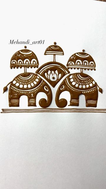 Haathi Mehendi Design, Mehendi Design For Practice, Mehndi Designs With Elephants, Mehandi Design Step By Step, Mehandi Elephant Design Step By Step, Vinayagar Mehandi Design, Mehndi Sketch Design, Havan Kund Mehndi Design, Mehndi Designs Sketch