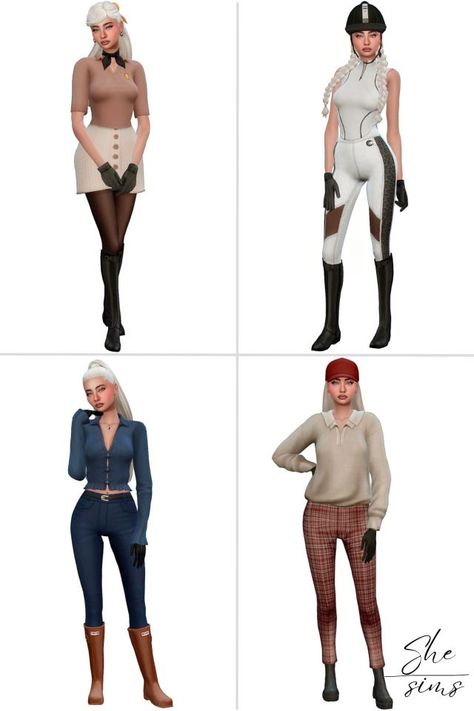 Sims 4 Horse Ranch Outfits, Sims 4 Horse Ranch Cc Clothes, Sims 4 Ranch Cc, Sims 4 Cc Lookbook, Ranch Outfits, Sims 4 Curly Hair, Cc Lookbook, Skirt Tights, Sims 4 Cc Eyes