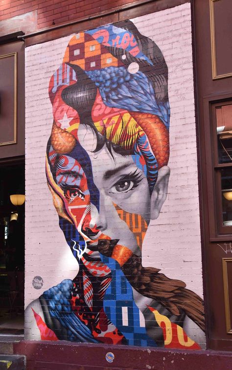 Located outside Caffe Roma (on the corner of Mulberry and Broome streets) by Tristan Eaton.    © 2019 Nina Zee ⁠   #AudreyHepburn  #tristaneaton #streetartists #nycstreetart #nycgraffiti #streetartnyc #beststreetart #lovestreetart #streetartmurals #streetart #streetartcities #streetarthunter #streetview #streetartphotography #streetartandgraffiti #streetarteverywhere Brooklyn Street Art, New York Graffiti Aesthetic, Nyc Murals, Tristan Eaton, City Graffiti, New York Street Art, Retro Graffiti, Brooklyn Street, Nyc Graffiti