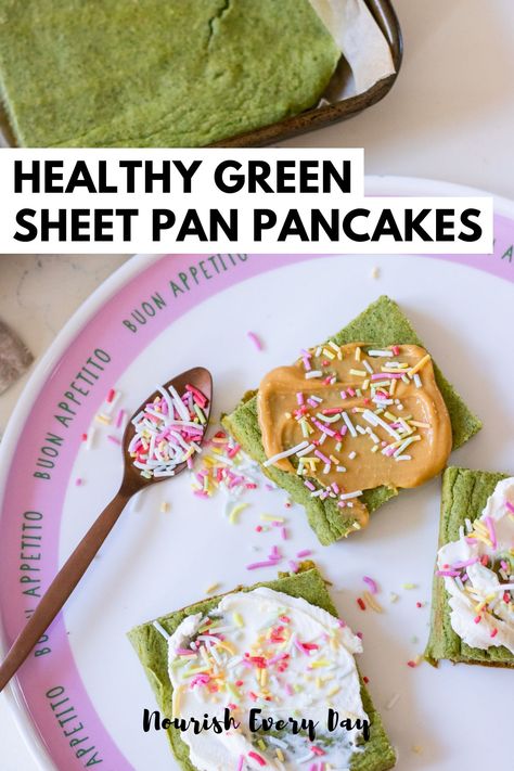 Sheet Pan Pancakes, Blender Recipe, Spinach Pancakes, Pan Pancakes, Green Hulk, Baby Pancakes, Baked Pancakes, Delicious Gluten Free Recipes, Pancakes Easy