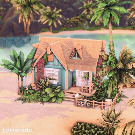 @larisandei shared a photo on Instagram: “🌊Blue Lagoon Beach Hut 🏝️☀️ It's been ages since I built in Sulani and now with all this cold and miserable weather I would definitely…” • Feb 20, 2021 at 9:05pm UTC Sims 4 Beach Shack, Sims 4 Small Beach House, Sims 4 Sulani Beach House, Sulani Sims 4, Beach House Blueprints, Sims Architecture, Sims 4 Beach House, Cute Beach House, Lagoon Beach