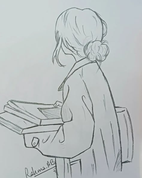 Back to school 🏫😅 Girl In School Drawing, Drawings About School, Girl School Drawing Sketches, Study Girl Drawing, Going To School Drawing, Cutesy Drawings, Teachers Drawing, Boy And Girl Sketch, Faceless Drawing