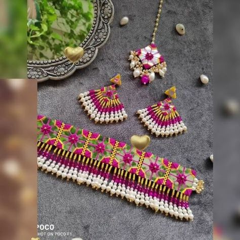 mehndi set new best desain colour latest variety 2024 Mirror Jewellery For Haldi, Mirror Work Jewellery Diy Jewelry, Haldi Jwellery Ideas, Mirror Jewelry Indian, Mirror Work Jwellary, Handmade Jewellery Ideas Indian, Mirror Work Necklace For Navratri, Indian Handmade Jewelry, Mirror Work Jewellery Set