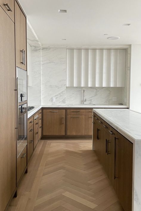 Penthouse Kitchen, Cabinet Fronts, Herringbone Floor, Kitchen Hoods, Interiors Magazine, Custom Kitchens, Low Cabinet, Upper West Side, Upper Cabinets