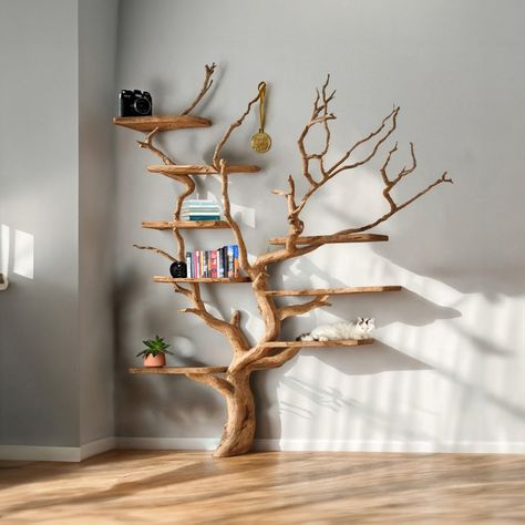 Bookshelf Cat Tree, Live Edge Shelf, Tree Bookcase, Live Edge Shelves, Long Floating Shelves, Floating Bookshelf, Tree Bookshelf, Tree Shelf, Tree Branch Wall