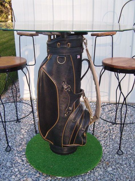 30 Genius Golf Furniture Ideas - Golf Monthly Golf Decorating Ideas, Golf Club Crafts, Golf Furniture, Golf Club Art, Golf Crafts, High Top Table, Golf Birthday Gifts, Golf Room, Golf Ball Crafts