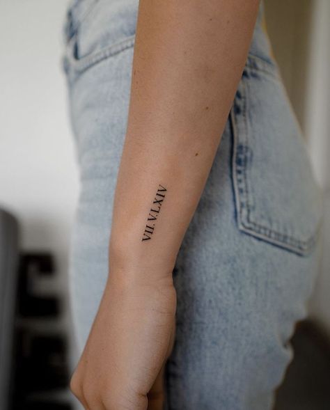 Roman Numeral Date Tattoo, Wedding Date Tattoos, Date Tattoo, Tattoos For Dad Memorial, Anniversary Tattoo, Roman Numeral Tattoo, Numeral Tattoo, Roman Numeral Tattoos, Date Tattoos