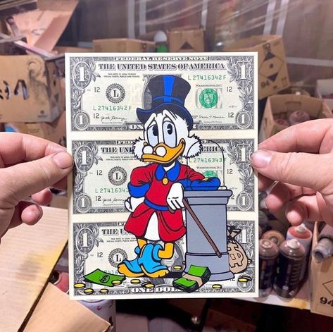 Dollar Painting, Potrait Painting, Richie Rich, Scrooge Mcduck, Dollar Bills, 90s Cartoon, Murals Street Art, Art Painting Gallery, Wow Art