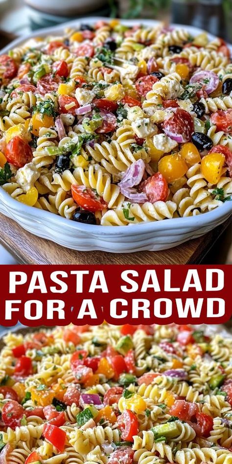 🍝 Delicious & Easy Pasta Salad for a Crowd! Perfect for potlucks, BBQs, or any gathering, this pasta salad is a surefire hit with family and friends. Packed with fresh veggies, savory dressing, and tender pasta, it's the ultimate crowd-pleaser. Make this dish in under 30 minutes and watch it disappear! 😋 👉 Tap to save this recipe for your next event and wow everyone with this simple, tasty dish! #Recipe #PastaSalad #PotluckRecipes #PartyFood #CrowdPleaser #EasyRecipes #BBQ #SummerSalads Pasta Recipes For A Crowd, Pasta Salad For A Crowd, Salad Recipes For A Crowd, Salad For A Crowd, Colorful Pasta, Recipes For A Crowd, Pasta Fresh, Cold Pasta Salad Recipes, Salads For A Crowd