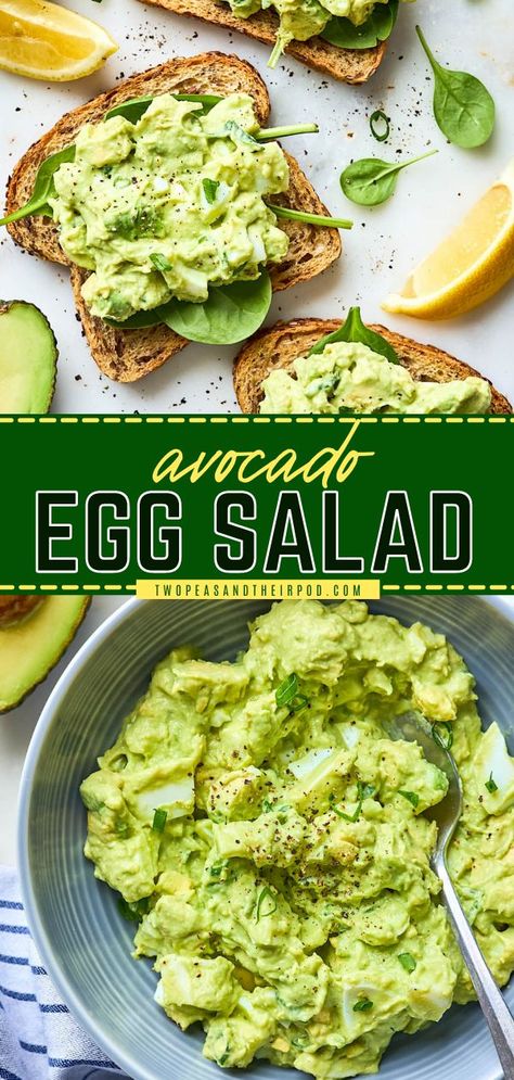 Avocado Egg Salad, easy breakfast ideas, healthy lunch Hard Boiled Egg Recipes Breakfast, Egg Salad Healthy, Boiled Egg Breakfast Ideas, Egg Salad Without Mayo, Healthy Egg Salad Recipe, Egg Salad Recipe Easy, Egg Salad Recipe Healthy, Boiled Egg Recipes, Healthy Egg Salad