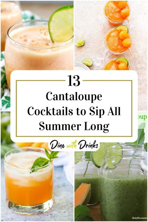 Collage of 4 cantaloupe cocktails. Cantaloupe Cocktail, Canteloupe, Outdoor Gathering, Fruity Drinks, Backyard Bbq, Sweet Taste, Bbq Recipes, Refreshing Drinks, Summer Drinks