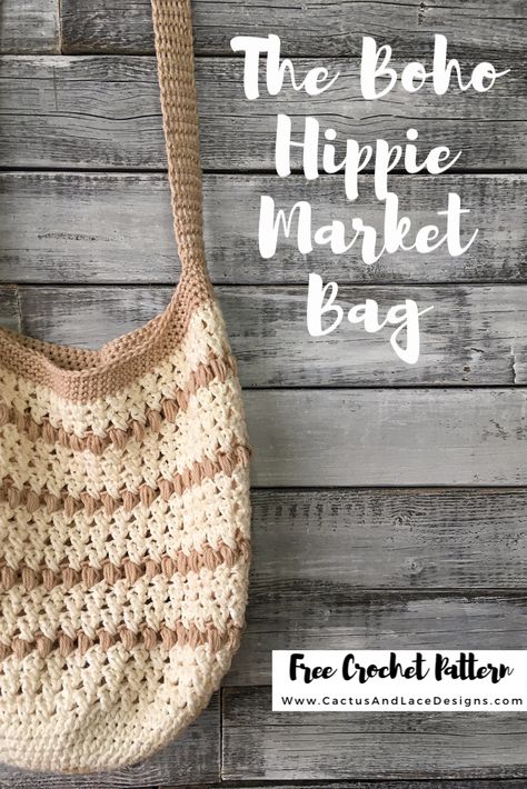 Crochet Market Bag Free pattern ~ Cactus And Lace Designs Crochet Boho Bags Free Patterns, Beginner Crochet Purse Pattern Free, Crochet Hippy Bag, Boho Crochet Projects, Free Boho Crochet Patterns, Free Crochet Tote Bag Patterns, Dk Weight Crochet Patterns, Boho Crochet Patterns Free, Crochet Tote Bag Free Pattern