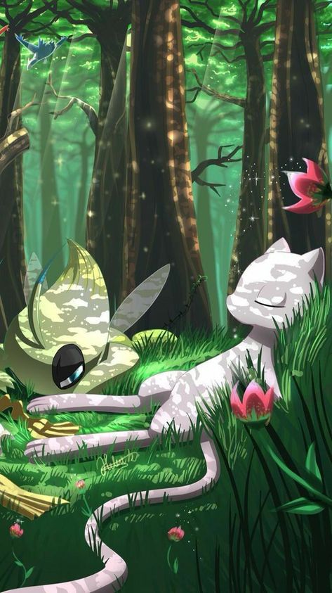 Pokemon Wallpaper for Mobile Phone (Mew and Celebi) Mew Wallpaper, Celebi Pokemon, Cool Pokemon Pictures, Wallpaper Pokemon, Mew Pokemon, Pokemon Emerald, Mew And Mewtwo, Pokemon Photo, Pokemon Mew