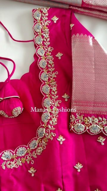 Magam Blouse Designs Latest, Latest Maggam Works, Latest Thread Work Blouse Designs, Pink Blouse Work Designs Pattu, Batch Work Blouse Designs, Work Blouses Maggam Latest, Silver Jari Work Blouse Design, Magam Work Blouses Latest Simple, Kachi Work Blouse