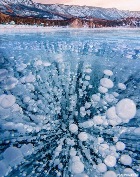 #Travel #fun #world #nature #travelersou #ice #cool #Baikal #lake Methane Bubbles, Ice Bubble, Frozen Bubbles, Astronomy Pictures, Lake Baikal, Earth Atmosphere, Frozen Lake, Beautiful Places On Earth, 수채화 그림