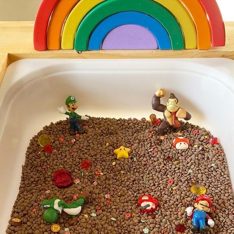 Becca Martin, RECE on Instagram: "Mario Sensory Bin ❤️🏎️🏁  Used our magic packs from @kidfolkandco and added them to our filler of choice along with some figures and here you have it!   #sensoryplay #sensorybin #sensoryactivity" Sensory Play Table, Sensory Table, Play Table, Soft Play, Sensory Bin, Future Children, Sensory Bins, Sensory Activities, Sensory Play