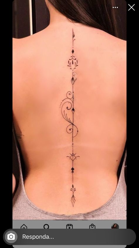 Spine Woman Tattoo, Tatoos Woman Back Shoulder, Spine Women Tattoo, Wrap Around Spine Tattoo, Dark Feminine Spine Tattoos, Tatoos Woman Back, Women Back Tattoos Spine, Down The Spine Tattoos For Women, Backbone Tattoo Women