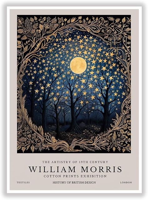 Amazon.com: Generic William Morris Print William Morris Exhibition Print William Morris Poster Vintage Wall Art Textiles Art Vintage Poster Moon and Stars on the Wall Art Posters(12x16inchs，Unframed): Posters & Prints William Morris Color Palette, William Morris Interior, William Morris Prints, Poster Moon, William Morris Poster, Botanical Sketchbook, Public Domain Art, William Morris Patterns, Morris Print