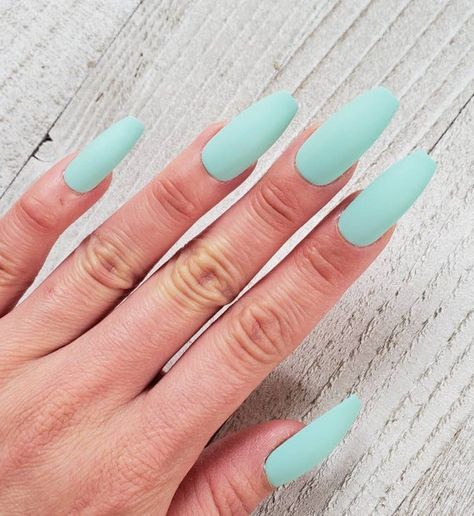 Nails Aqua Blue, University Nails, Blue Fake Nails, Teal Acrylic Nails, Spirit Nails, Tiffany Blue Nails, Nails Shapes, Blue Matte Nails, Taupe Nails