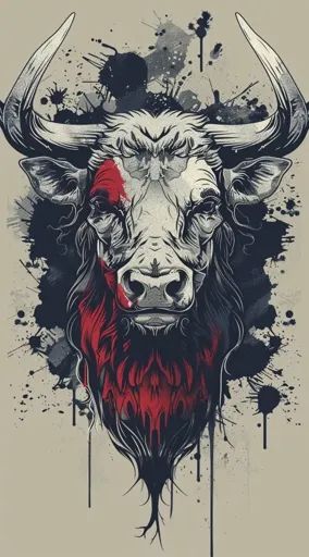 ↑↑↑ Larger size on website 🔸 The image is a close-up of a bull's head with a black and red design. The bull's face is detailed, w 🔸 From Midjourney AI Image Bull Face Tattoo, Year Of The Ox Tattoo, Taurus Tattoo Men, Bull Head Tattoo, Red Bull Design, Ox Tattoo, Fighter Tattoo, Black And Red Design, Bull Tattoo