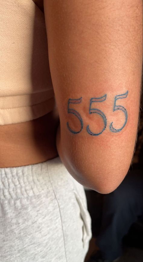 555 Font Tattoo, 555 Tattoo Ideas, 555 Tattoo, Medusa Tattoo, Tattoo Font, Badass Tattoos, Tattoo Inspo, Tattoo Fonts, Acrylic Nail Designs