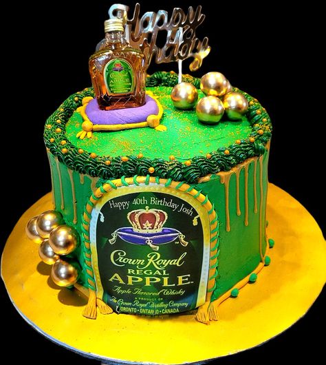 Crown royal apple cake Crown Apple Cake Ideas, Crown Royal Apple Cake, Crown Apple Cake, Crown Royal Cake, 21st Birthday Cake For Guys, Crown Royal Apple, Crown Apple, 25th Birthday Parties, Crown Decor