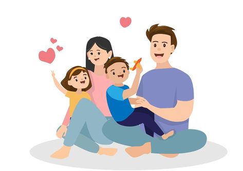 happy family with living together with parents and children have time to take care of each other closely flat style cartoon illustration vector Get Off Your Phone, Family Vector, Time Cartoon, Living Together, Family Parenting, Pregnancy Workout, Flat Style, Day Work, Second Child