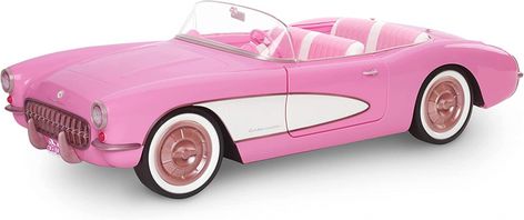 Barbie Movie 2023 dolls - YouLoveIt.com Pink Corvette, Barbie The Movie, Barbie Car, Blue Plaid Dress, Corvette Convertible, Pink Suit, Vintage Silhouette, Pink Car, Rose Vintage