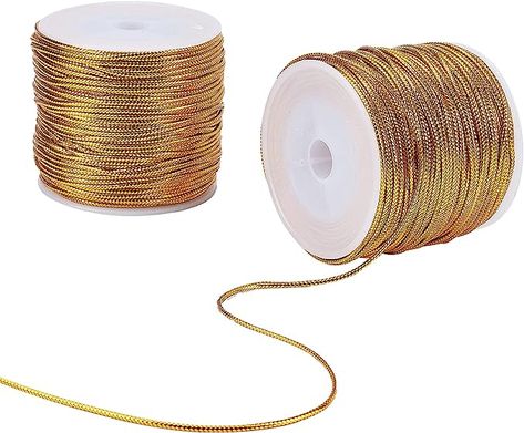 Amazon.com: PH PandaHall 109 Yards 1.5mm Metallic Cord Gold Thread String Braided Metallic Beading Cords Metallic Tinsel Cord Tinsel String Braids Hair Cords for Gift Wrap Christmas Tree Ornaments Hanging Necklaces Display, Black Squirrel, Gift Wrap Christmas, Diy Embroidery Designs, Beading Cord, Braids Hair, Necklace Display, Gold Thread, Gold Threads