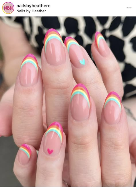 Multicolour Nails, Pink Green Nails, Green Nails Designs, Nails Minimal, Rainbow Nails Design, Evil Eye Nails, Hippie Nails, Hello Nails, Cute Simple Nails