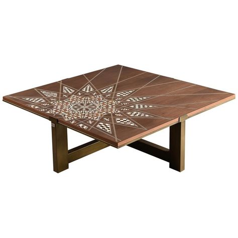 Star Arabesque Table, Modern Oriental Coffee Table with Mother-of-Pearl Inlay | From a unique collection of antique and modern Coffee and Cocktail Tables at https://www.1stdibs.com/furniture/tables/coffee-tables-cocktail-tables/. Islamic Furniture Modern, Ethnic Furniture, Open Living Room Design, Wood Laser Ideas, Center Table Living Room, Modern Restaurant Design, Vintage Couch, Center Tables, Vintage Tables