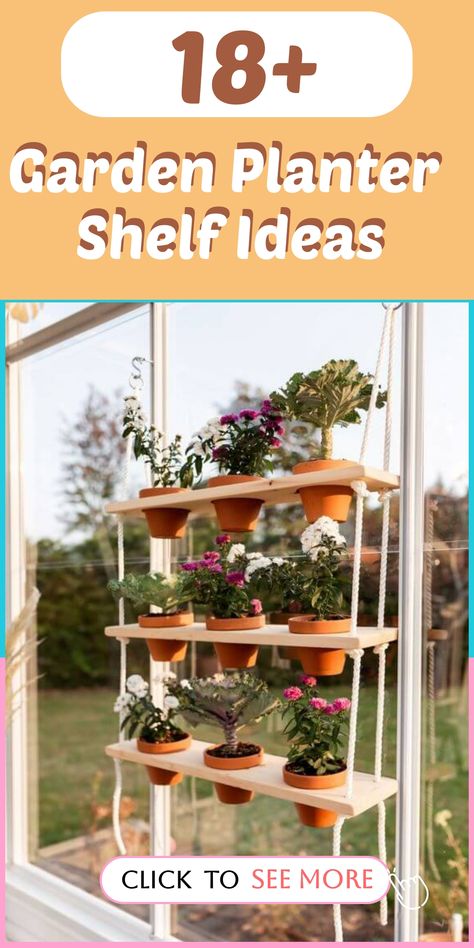 🌿 Maximize your garden space with these practical planter shelf ideas that will help you organize and display your plants efficiently. Whether it's installing a wall-mounted plant shelf or building a multi-tiered plant stand, these projects will make your garden a functional and beautiful haven. #practicalplanters #organizedgarden #efficientdecor Diy Outdoor Shelf For Plants, Planter Shelf, Indoor Plant Shelves, Tire Garden, Outdoor Shelves, Yellow Planter, Cucumber Trellis, House Planter, Planting Pots