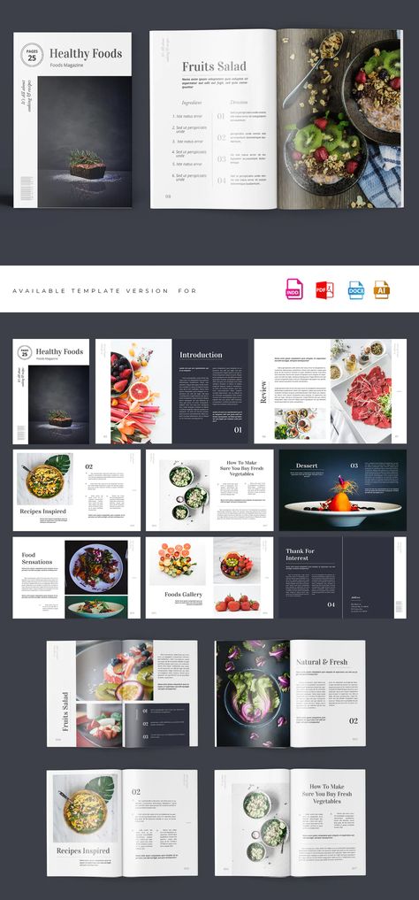 Food Magazine Design Layouts, Food Portfolio Design, Magazine Food Layout, Food Catalogue Design Layout, Magazine Food Design, Magazine Layout Design Food, Food Brochure Design Layout, Food Catalog Design Layout, Food Magazine Layout Design Creative