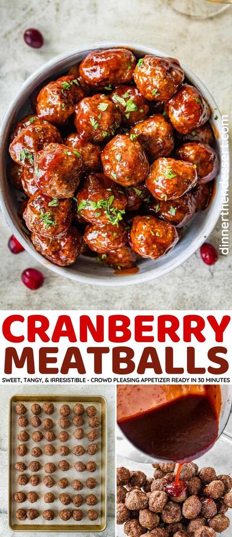 Cranberry Meatballs are perfect to serve at parties with homemade meatballs in a rich, sweet cranberry sauce. Ready in just 30 minutes! Homemade Cranberry Meatballs, Cranberry Chili Sauce Meatballs, Cranberry Jalapeno Chicken Meatballs Sauce, Cranberry Sausage Balls, Cranberry Jalapeno Chicken Meatballs Costco Recipes, Appetizer Meatballs Homemade, Cranberry Glazed Meatballs, Cranberry Jalapeño Meatballs, Raspberry Meatballs